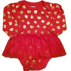 Garanimals Baby Girl Red Long Sleeve Tutu With Hearts Size 3-6M